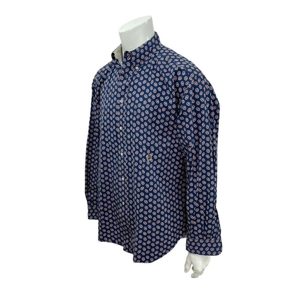 Tommy Hilfiger Blue Geometric Casual Dress Shirt Mens Large